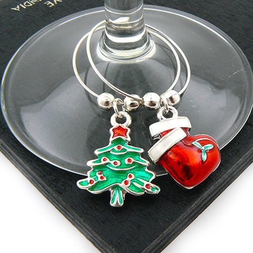 Enamel Christmas Wine Glass Charms Set of 6 Occasions